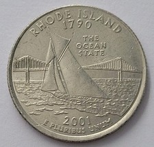 2001 D US USA Washington Rhode Island State Quarter ¼ Dollar coin