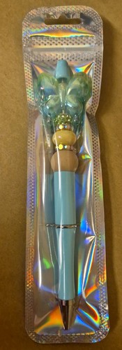 Blue butterfly beadrd pen - blue,