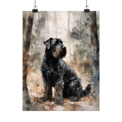 Black russian terrier dog art - black,