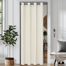Blackout Door Curtains Ready Made Single Panel Thermal Eyelet Ring Top Drapes UK