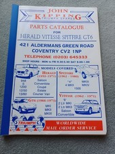 John Kipping Triumph Parts Catalogue For Herald, Vitesse, Spitfire Gt6