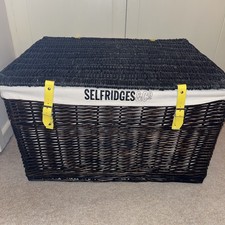 Selfridges Wicker Picnic Hamper With Lid Empty Larger Approx 26” X  22”