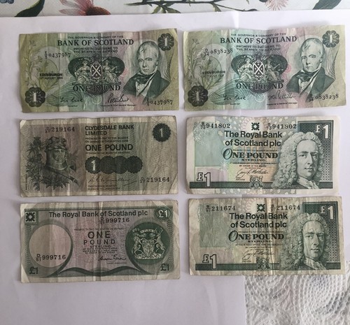 Scottish notes x6 various - scottish,