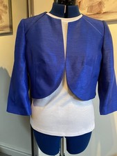 Jacques Vert Bolero Jacket Size 10 3/4 Sleeves Royal Blue