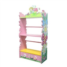 Wooden Kids Bookshelf Children's Flower Fairy Bookcase Storage Rack Book Shelf