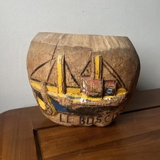 Carved Coconut Shell With Ship