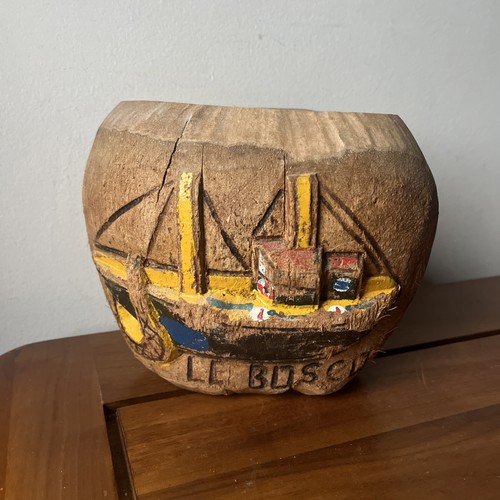 Carved coconut shell - carved,