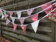 HANDMADE VINTAGE FABRIC BUNTING.Shabby chic floral.WEDDINGS,ANY OCCASION.40FT