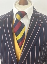 M&S Sartorial Moon Fabric Striped Boating Jacket Blazer Size 44” M