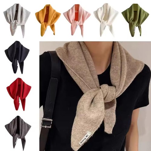 Wool knitted triangular scarf - wool,