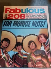 Vintage FABULOUS 208 Magazine 11 MARCH 1967 Monkees Lovin Spoonful Una Stubbs V2