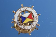 P&O LINE UNUSUAL MV ULSTER PRINCE FINE ENAMEL BADGE PURCHASED ONBOARD