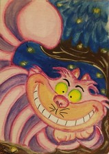 ACEO Cheshire Cat Alice in Wonderland Cats Animals Acrylic Painting