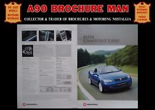 VAUXHALL ASTRA TURBO CONVERTIBLE ORIGINAL CAR SALES BROCHURE, DEALERS LITERATURE