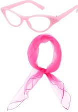Zac's Alter Ego Women's Girl's Retro 50s Rock Roll Grease Scarf & Glasses Fancy