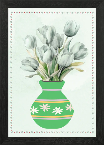 Tulips green vase - in,