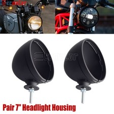 2pcs Dietz Type 7" Headlight Bucket Housing &Trim Ring For Harley Softail Fatboy