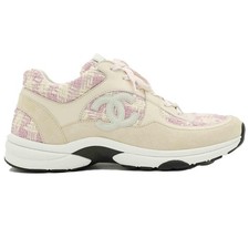 CHANEL INTERLOCKING TWEED TRAINERS PINK/BEIGE  DESIGNER