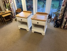 Pair of Ducal Ltd Bedside Tables on Casters In White and Varnished pine