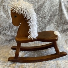 Small Wooden Shabby Rocking Horse Handcrafted 26 cm Tall