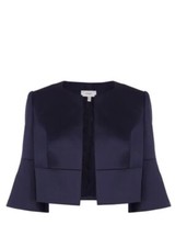 New Coast Size 8 Ondine Duchess Satin Navy Cover Up Crop Jacket Bolero Party