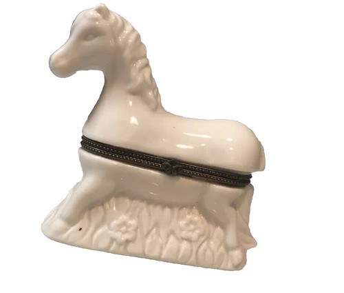 Hinged white horse pony - hinged,