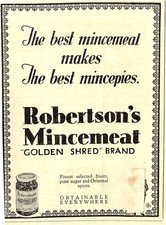 Small 1933 Advert for Robertson's 'GOLDEN SHRED' Mincemeat Art Deco Era Print Ad