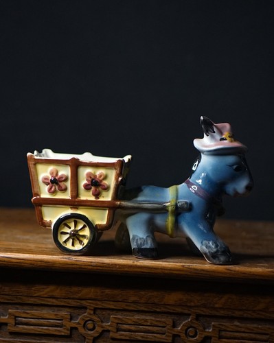 Vintage donkey cart planter - vintage,