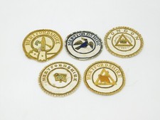 Collection of Five Large Gilded Masonic Warden Apron Patches Vintage c1960s