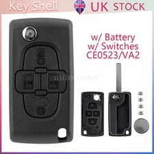 CE0523 VA2 Car Remote Key Fob Case 4 Button +Battery for Peugeot 1007 Citroen C8