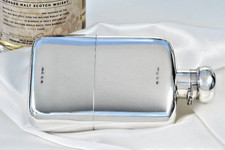Pristine Large Sterling Silver Hip Flask Detachable Gilt Cup, C Hewer 1896 :340g