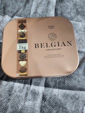 Empty M&S Belgian Collection Chocolate Gold Empty Tin Storage Approx 25x21x10cm 