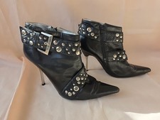 Schuh Black Leather Studded