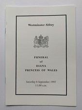 Official Princess Diana Funeral Order of Service Booklet 6/9/1997 PRINCESS WALES