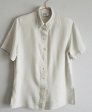 German Brand Eugen Klein vintage Top blouse shirt embroidered collar size 14