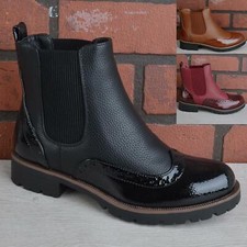 Womens Ankle Chelsea Brogues Boots Ladies Block Heels Slip On Office Shoes Size