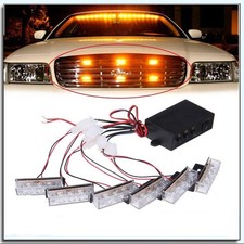 6X 3 LEDs Car Blue Strobe Emer