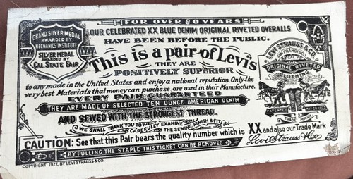 Antique linen 1927 levi jeans - antique,