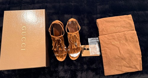 Gucci brown suede fringe - gucci, bow