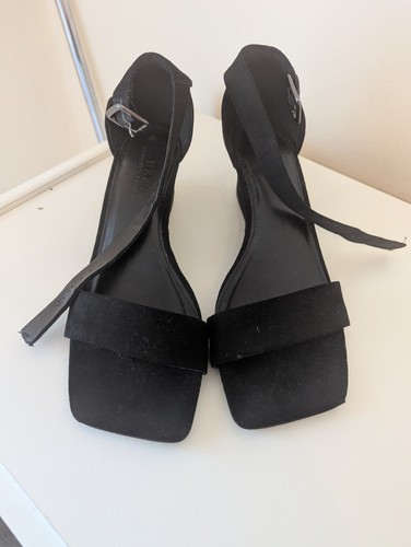 Next black suede wedged heel - black,