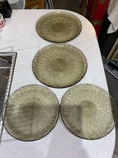 vintage retro decorative smoked glass plates x 4,arcoroc Sunflower Marguerite