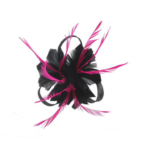 Flower hair clip - clip, feathers