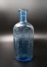 Blue Glass 'Woodward, Nottingham, 1091' Vintage Chemist Bottle 15.25cm Tall 