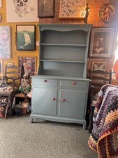 Fabulous  Bespoke Hand Painted Stag Dresser 1970s Bright Turquoise  Blue