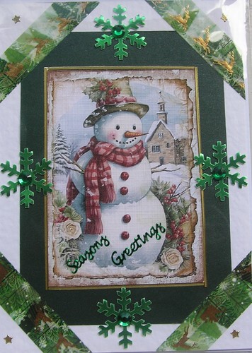 Snowman hand crafted decoupage - hand,
