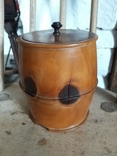 Large turned wood tobacco jar - large,