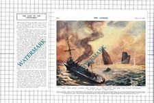 HMS INVINCIBLE Ship Great War  WW1 - 1919 Two-Part Cutting