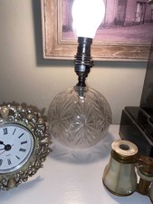 Vintage Crystal Table Lamp Base Ophelia Cut Glass Vintage Electric Globe Ball