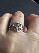 Vintage OMG Ola gorie Orkney st.Magnus Celtic cross Sterling silver ring -uk L 