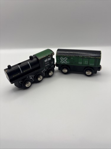 Wooden train track green - train,